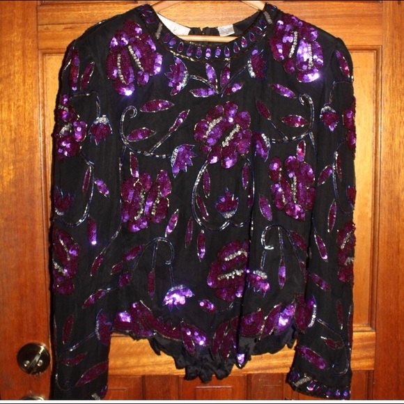 Lawrence Kazar Tops - Vintage |LAWRENCE KAZAR| NWT Sequined Top Size XL